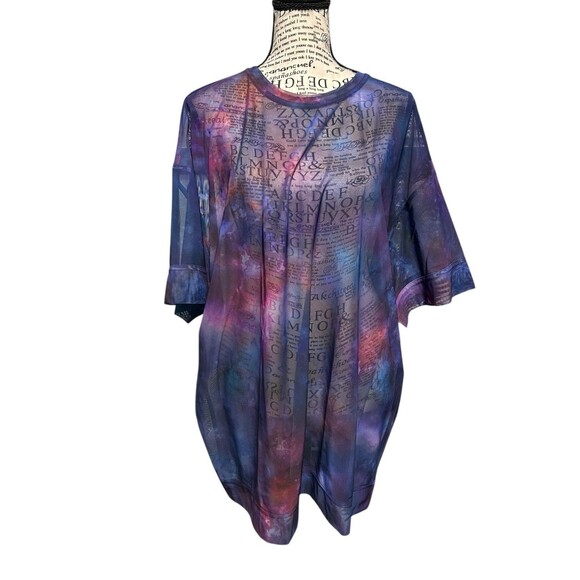 Athleta Mesh Supernova Galaxy Print Tee Pullover Short Sleeve Top Large Oversize - Picture 1 of 7